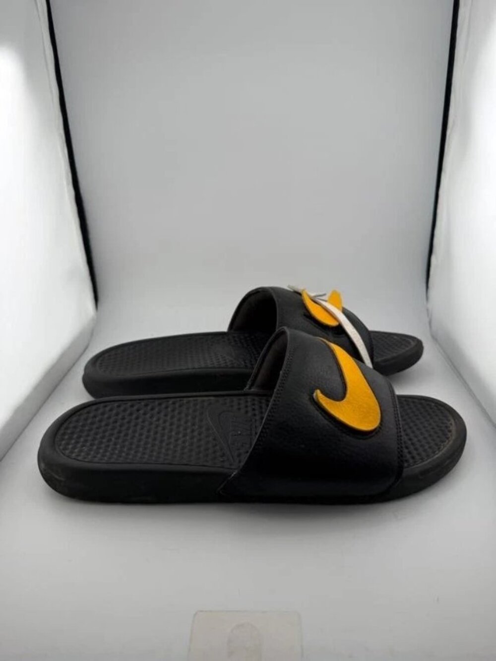 WORN Nike Benassi JDI Swoosh Pack Black AQ8614-001 Size 13 NO BOX